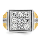 14k Two-tone Mens Polished Square Cluster Ring Mounting, Mounting Only