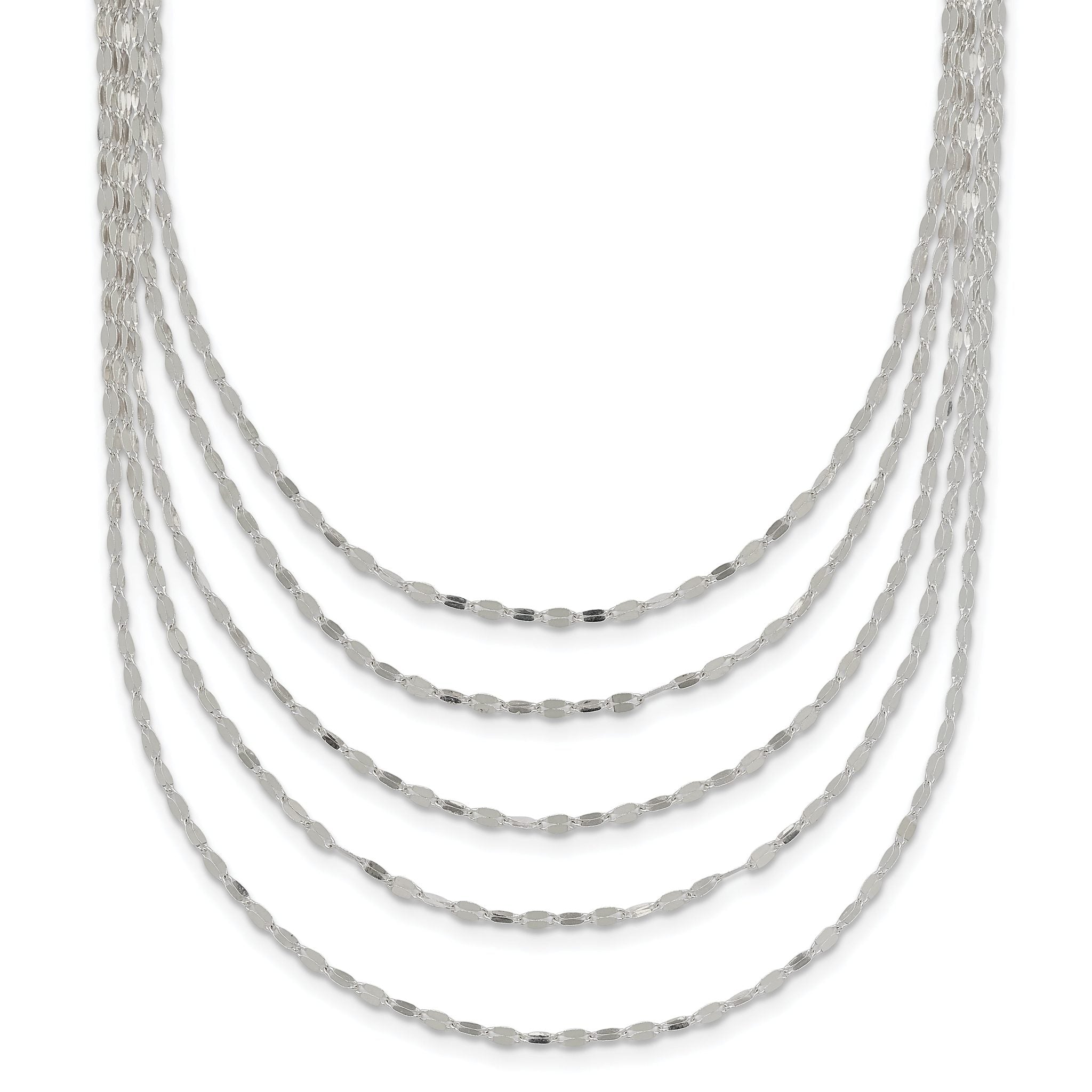 Sterling Silver 5 Strand Fancy Flat Link Necklace Main image
