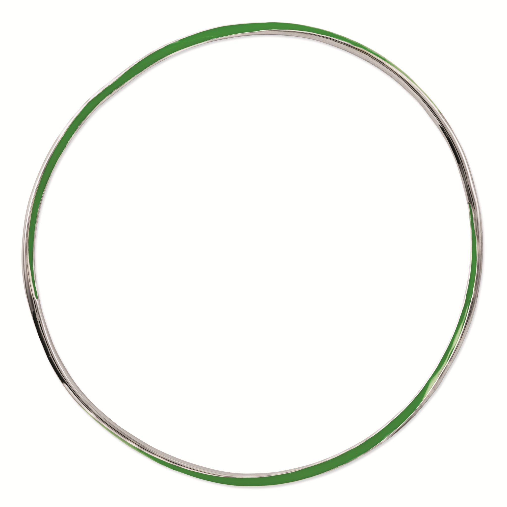 Sterling Silver Stackable Expressions Twisted Green Enamel Bangle Secondary image
