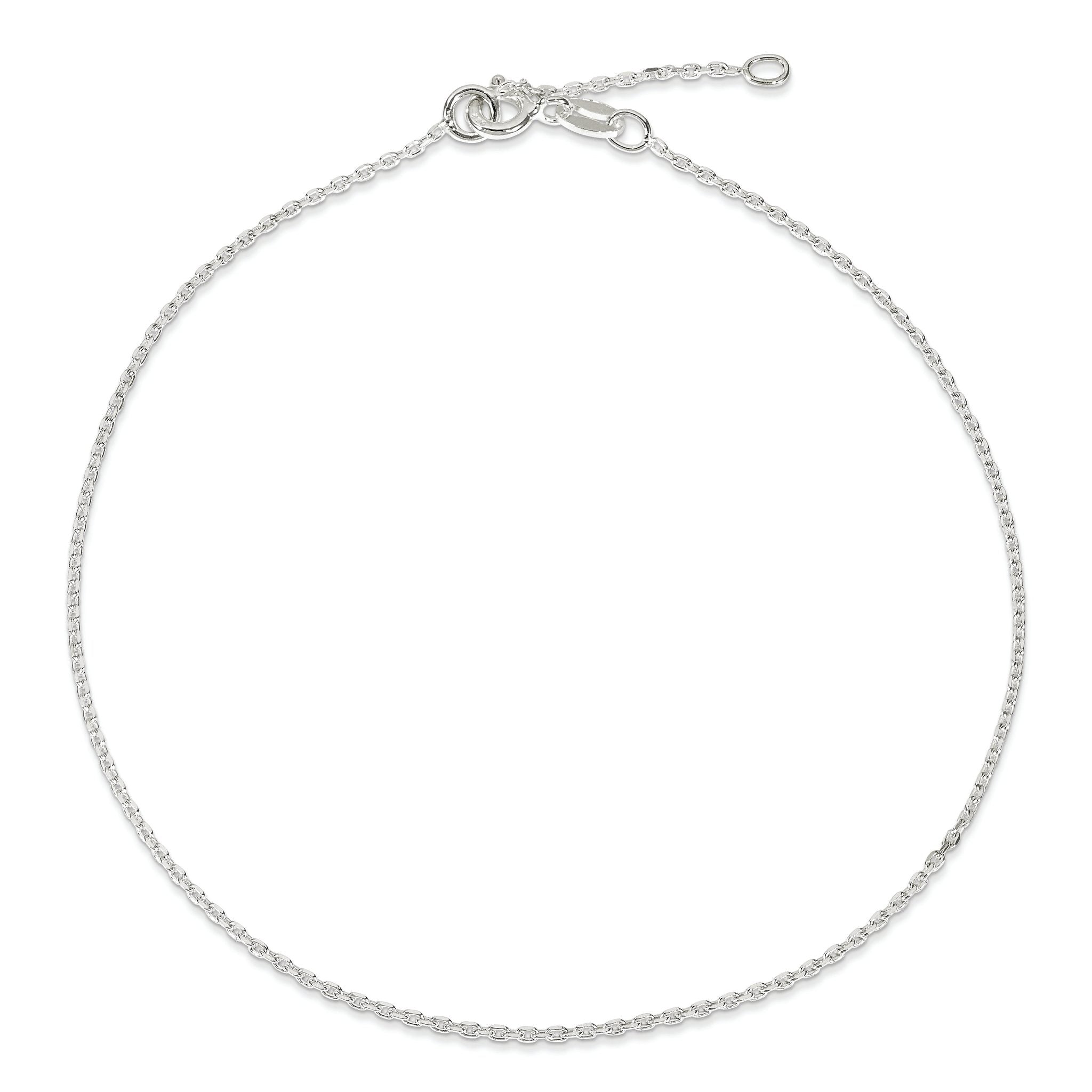 Cable Chain Anklet in Sterling Silver