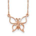 14K Rose Gold Butterfly Necklace with Polished Finish Elegant and Themed Design