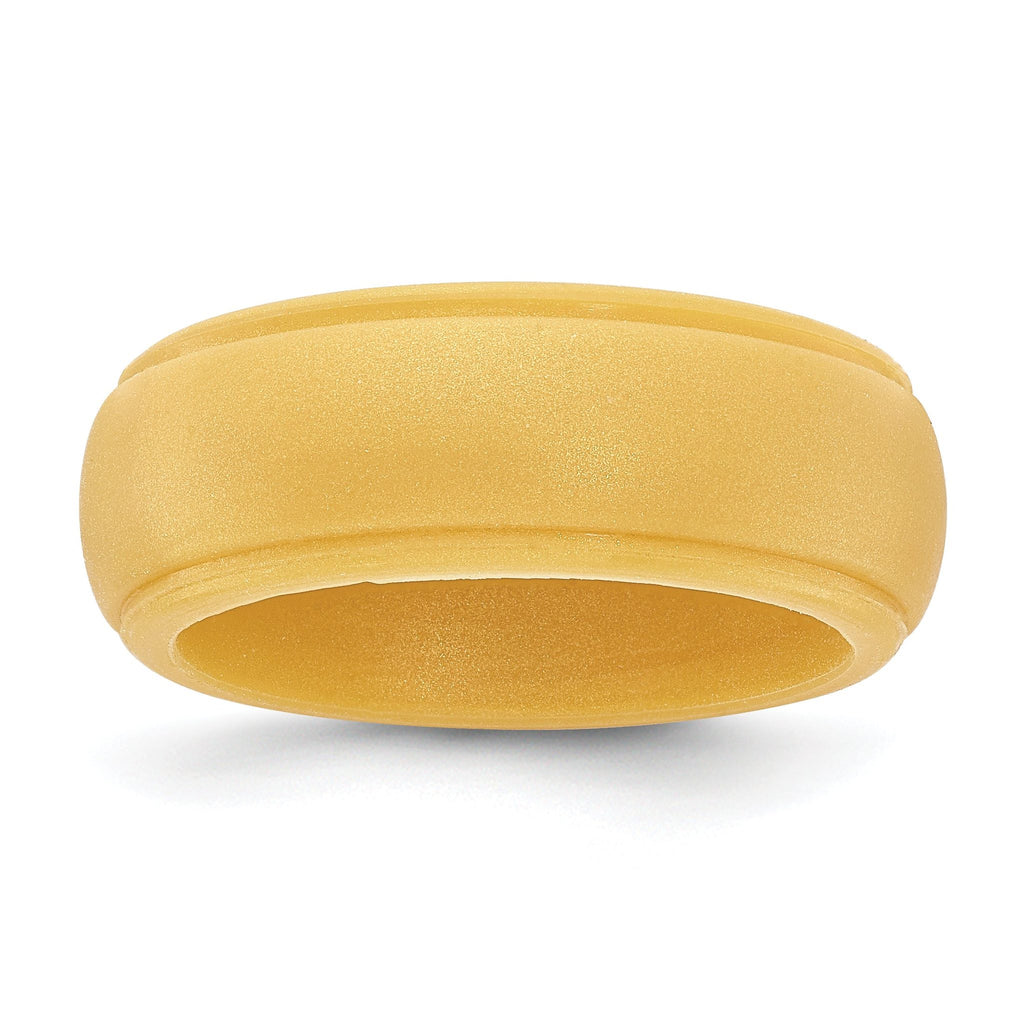 Ridged-Edge Wedding Band in Gold-Tone Silicone, 8mm