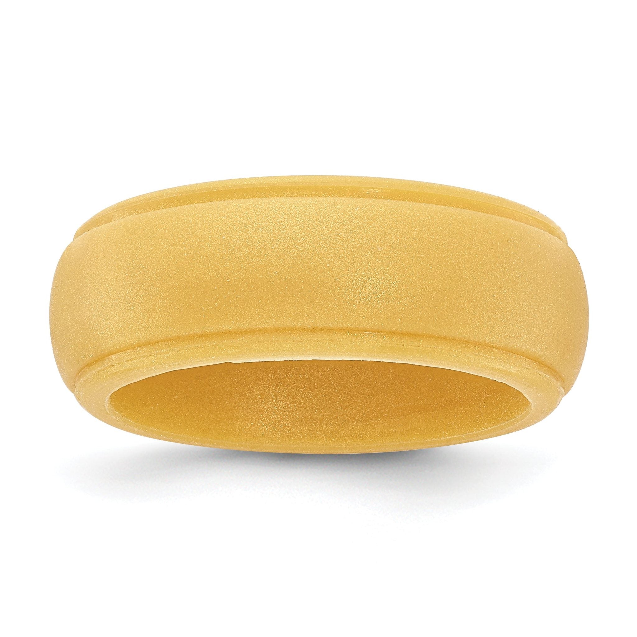 Ridged-Edge Wedding Band in Gold-Tone Silicone, 8mm
