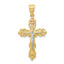 10K Gold Crucifix Pendant with Rhodium Accents, Polished Finish