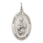 Sterling Silver 925 Saint Jude Antiqued Solid Pendant, Vintage Elegance