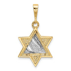 14K Two-Tone Gold Star of David Pendant with Open Back Design