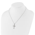 Cheryl M Sterling Silver Rhodium-plated Brilliant-cut CZ Cross 18 Inch Necklace with 2 Inch Extender
