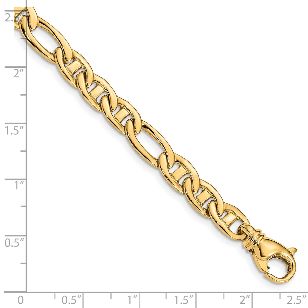 14K Yellow Gold Solid Anchor Chain Necklace 6.5mm