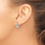 Stainless Steel Polished & Laser Design Hinged Huggie Hoop Earrings