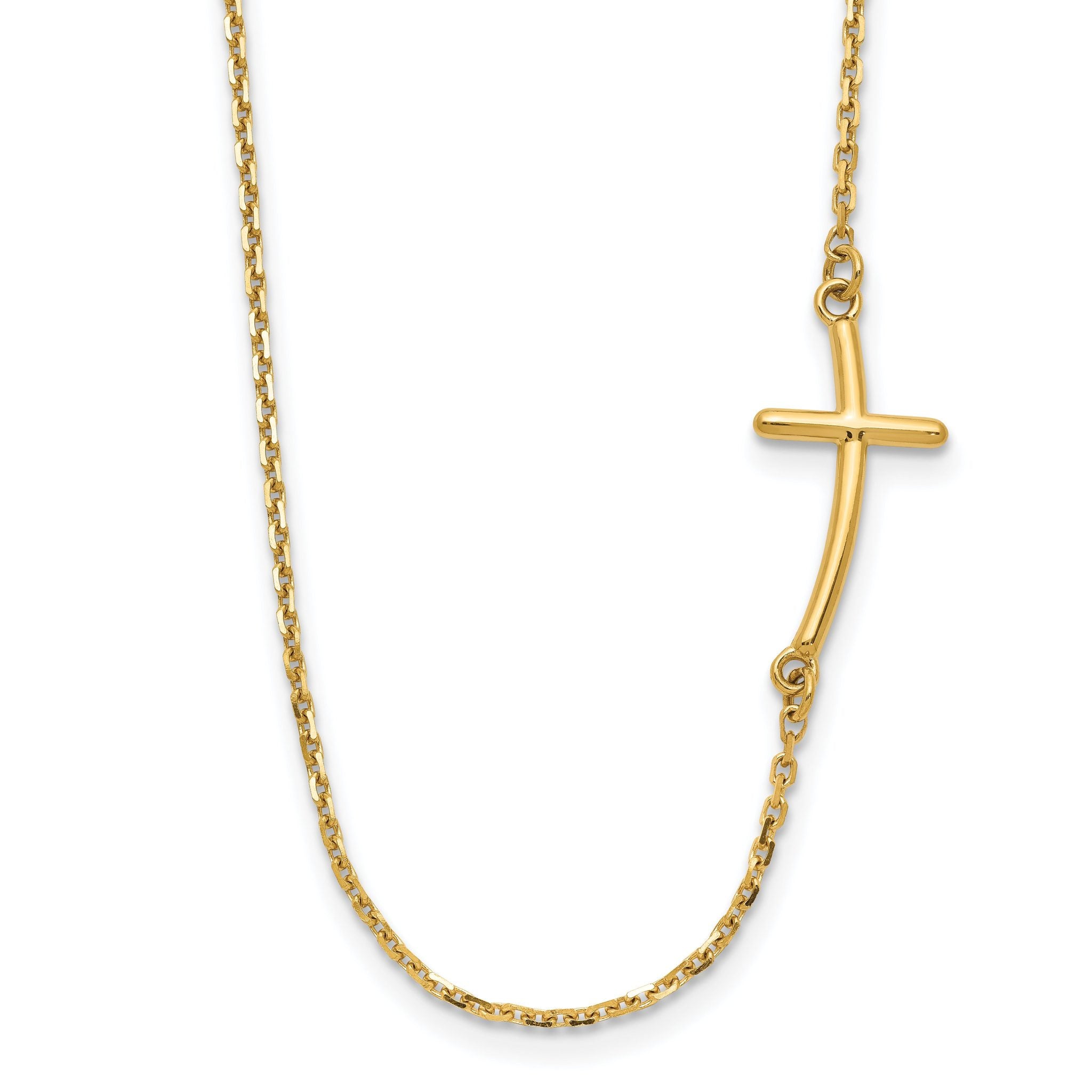 10k Small Sideways Curved Cross Necklace Main image