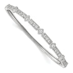 Sterling Silver 925 CZ Bangle Bracelet with 25 Stones Rhodium-Plated