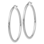 Sophia Jewelers 14K White Gold Polished Hoop Earrings Elegant Rhodium Finish
