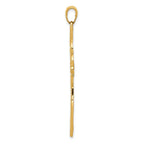 14K Gold Infinity Cross Pendant with Rhodium Diamond-Cut Beaded Trim