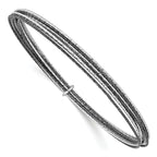 Sophia Jewelers Sterling Silver Ruthenium Plated Diamond-Cut Slip-On Bangle