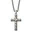 Chisel Stainless Steel Antiqued Brushed and Polished with CZ Cross Pendant on a 24 inch Curb Chain Necklace