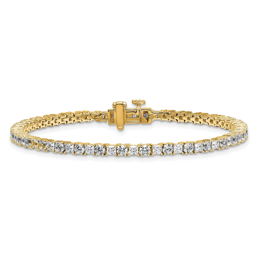 14k 5 carat Lab Grown Diamond VS/SI+ G+ Complete Princess and Round Tennis Bracelet