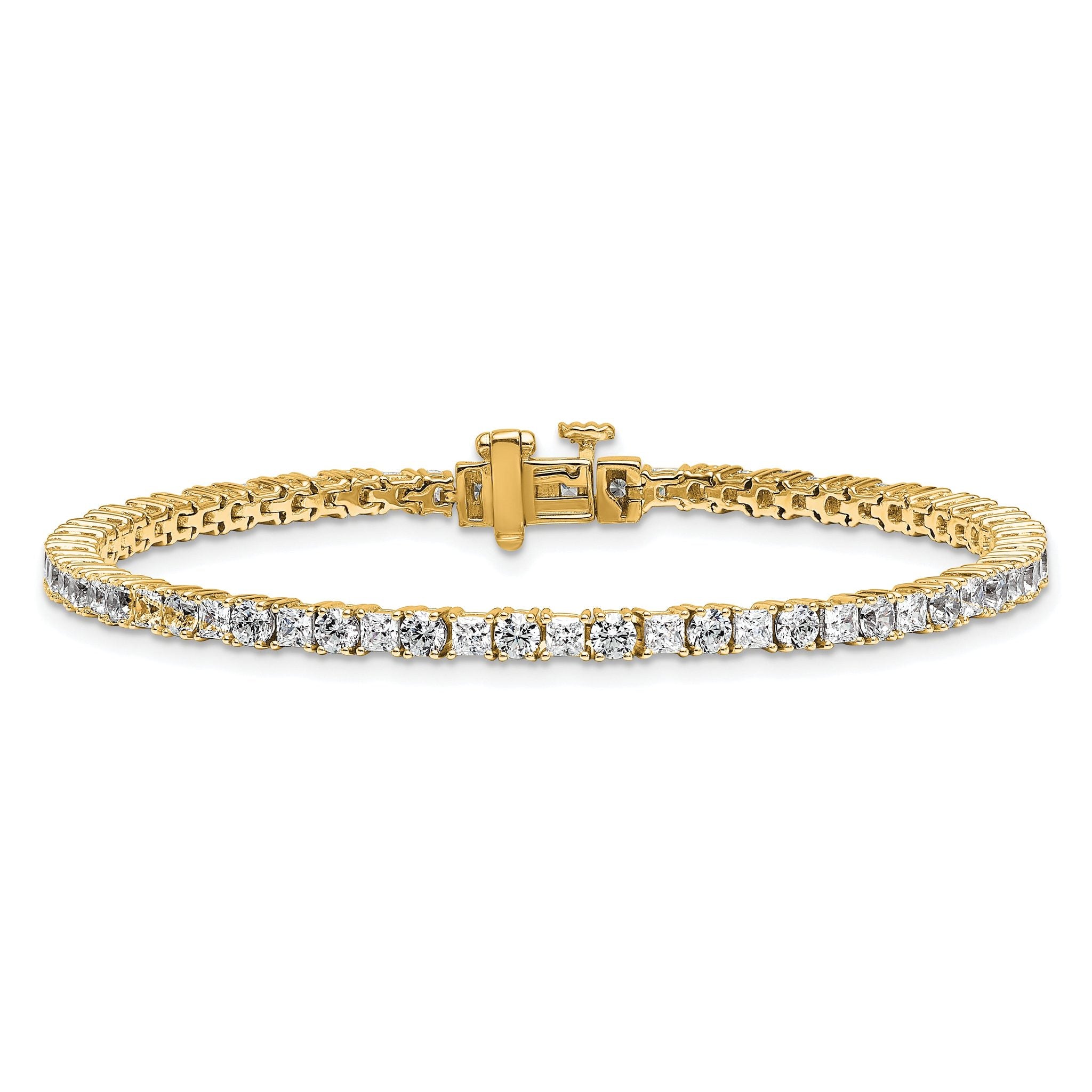 14k 5 carat Lab Grown Diamond VS/SI+ G+ Complete Princess and Round Tennis Bracelet