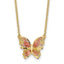 14K Polished D/C w/ Pink Enamel Butterfly Necklace