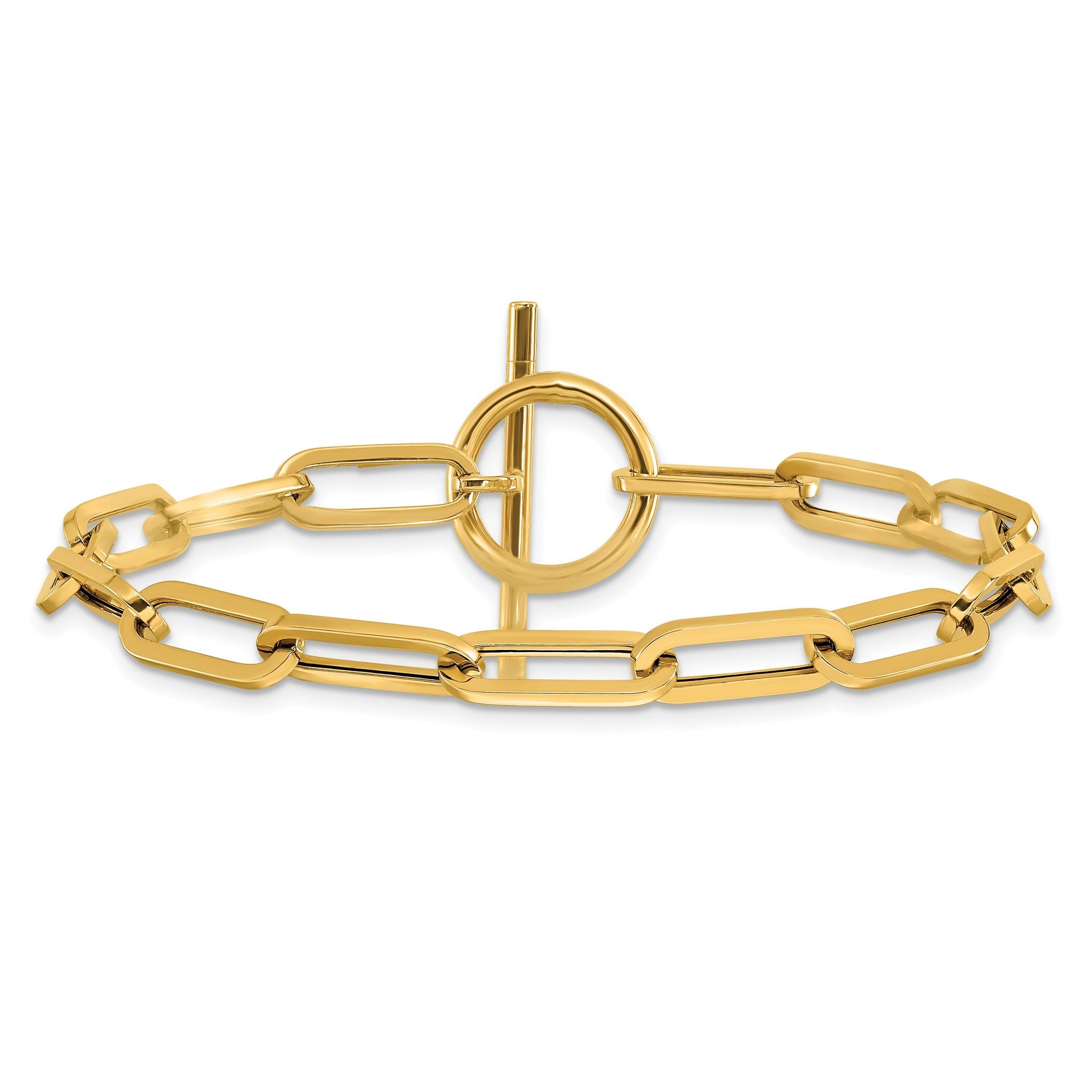 14K Polished Fancy Link Toggle Clasp Bracelet