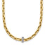 14k Two-tone Polished Fancy Link with CZ Bead 17 inch Necklace