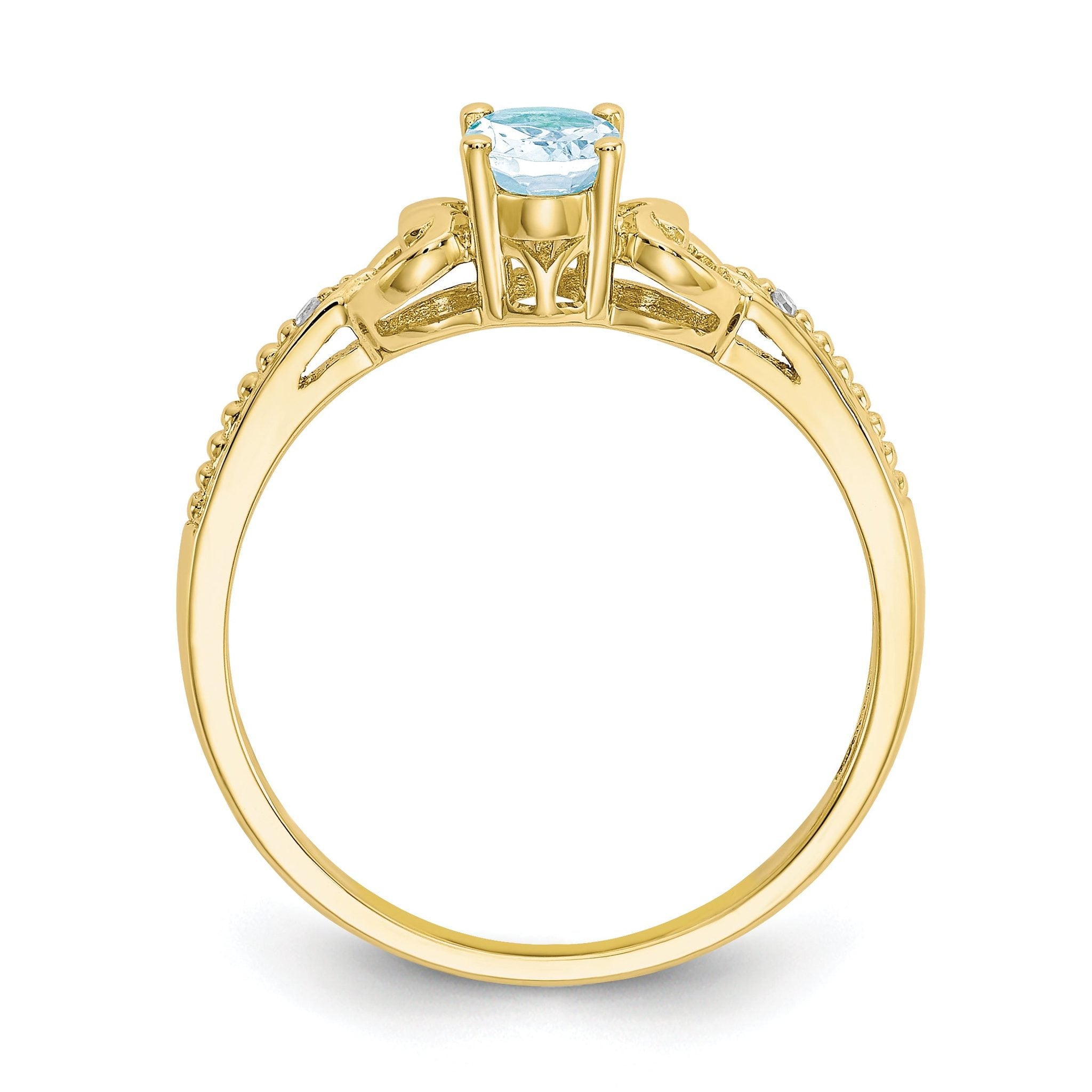 10K Aquamarine and Diamond Ring Secondary image