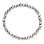 Stainless Steel Polished 6mm Beaded Stretch Bracelet for Women