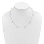 Sterling Silver Rhodium-plated 7-8mm White Semi-Round Freshwater Cultured Pearl 3-Station 7.5 inch Bracelet