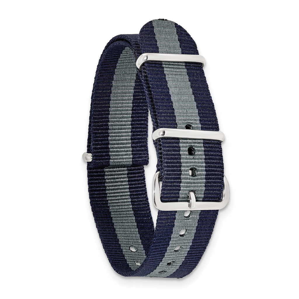 Military Ballistic Watch Band in Navy & Grey G10 Nylon, 18mm