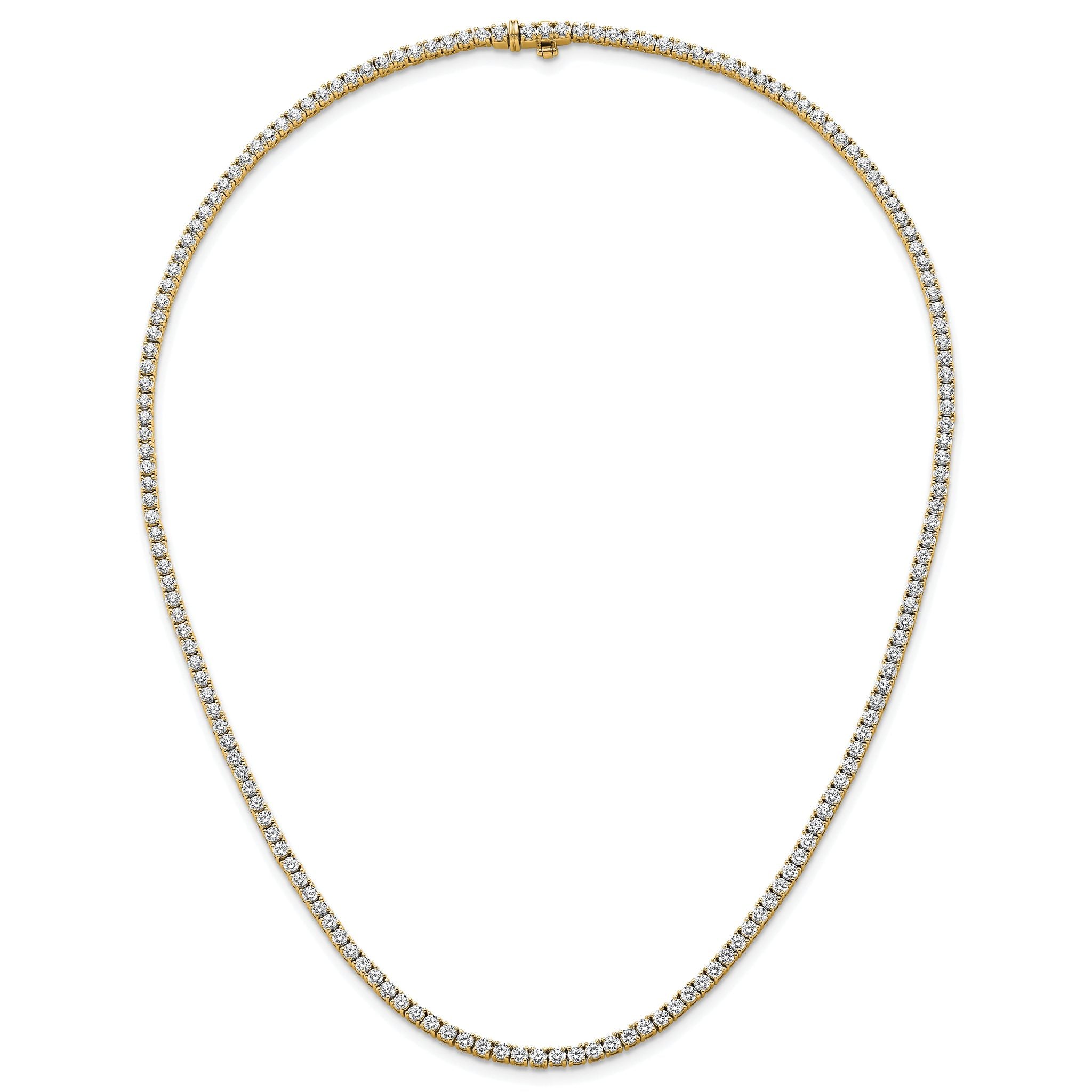 14k 9 carat Lab Grown Diamond VS+ F+ Complete Round 18 inch Straight Tennis Necklace