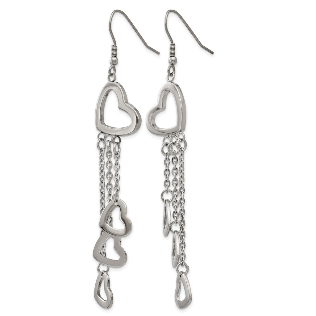 Stainless Steel Polished Heart Drop Dangle Earrings for Women