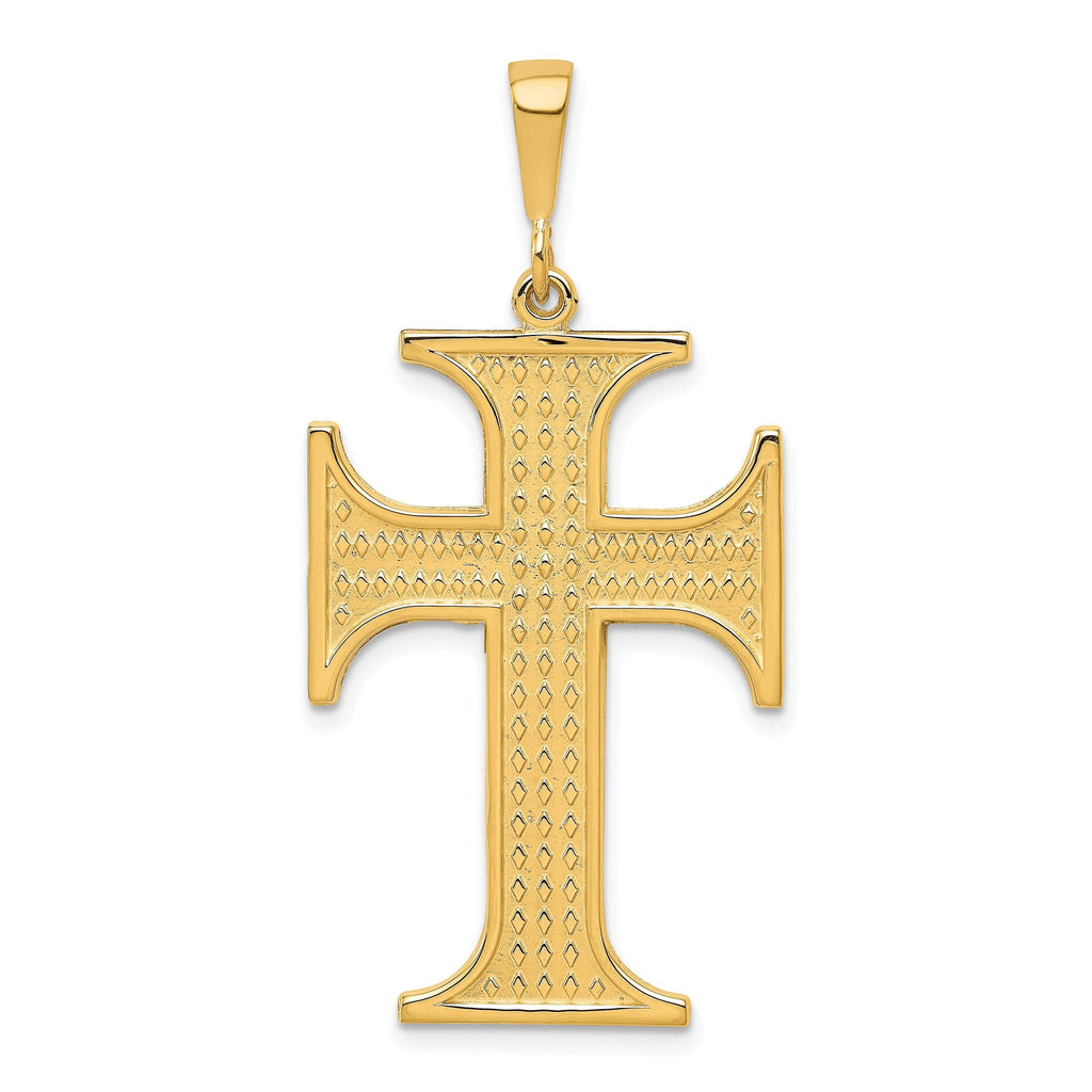 10K Gold Polished Cross Charm with Solid Design 44mm
