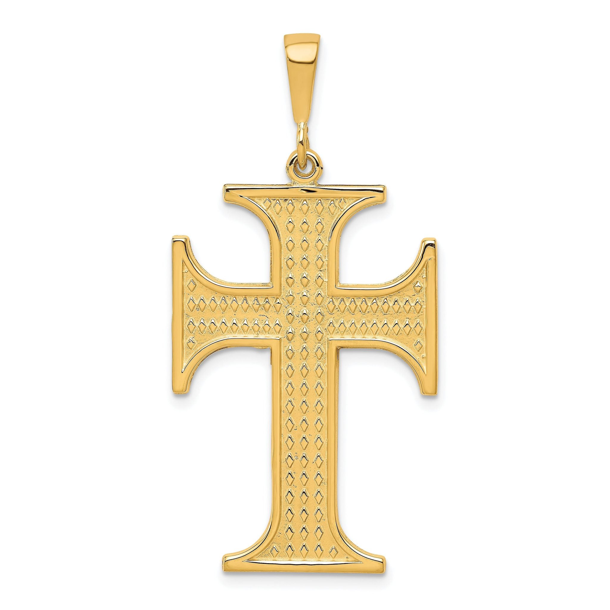 10K Gold Polished Cross Charm with Solid Design 44mm