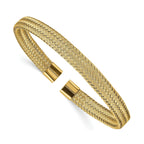 Stainless Steel Polished Yellow IP-plated 6mm Mesh Wire Cuff Bangle Bracelet for Women