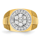 10k Two-tone Men's Polished Satin and Textured 1 Carat A Quality Diamond Ring