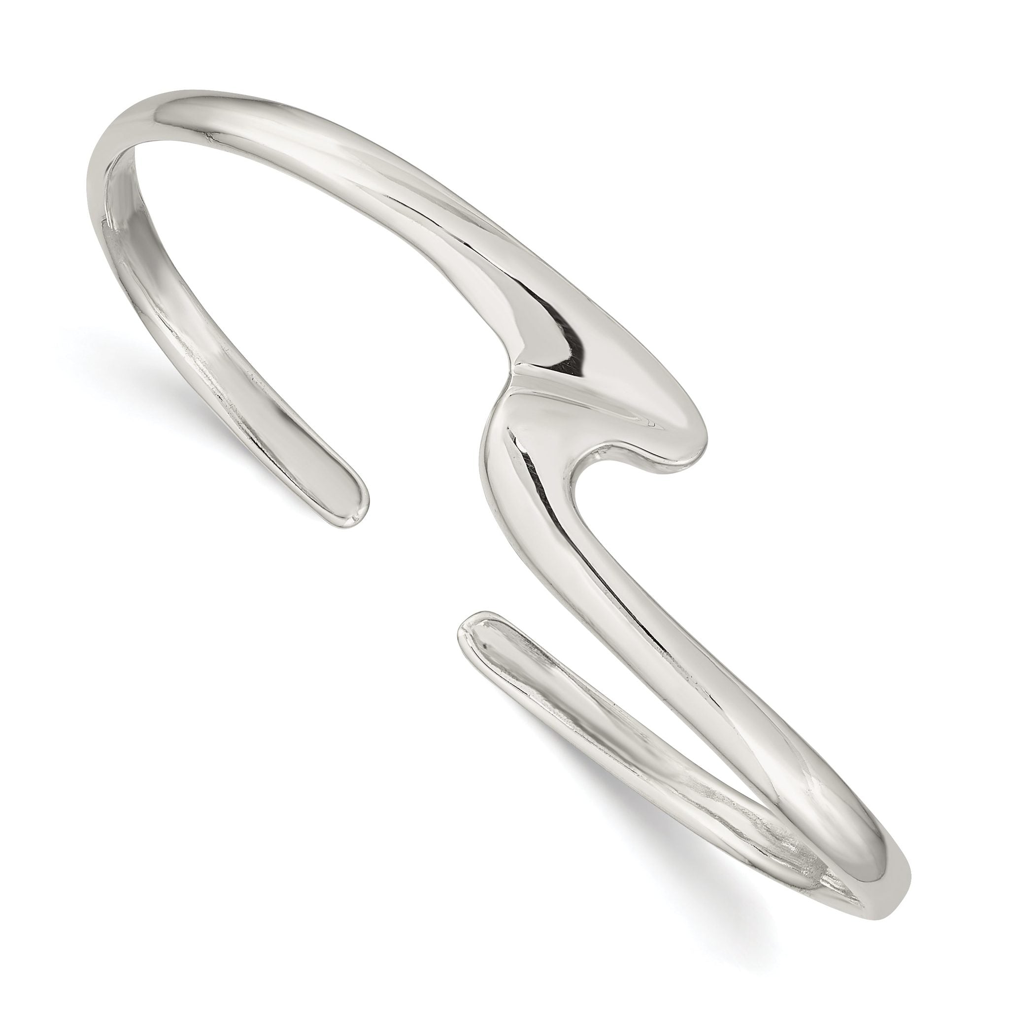 Sophia Jewelers Sterling Silver 925 Polished Flexible Women's Cuff Bangle Bracelet Main image