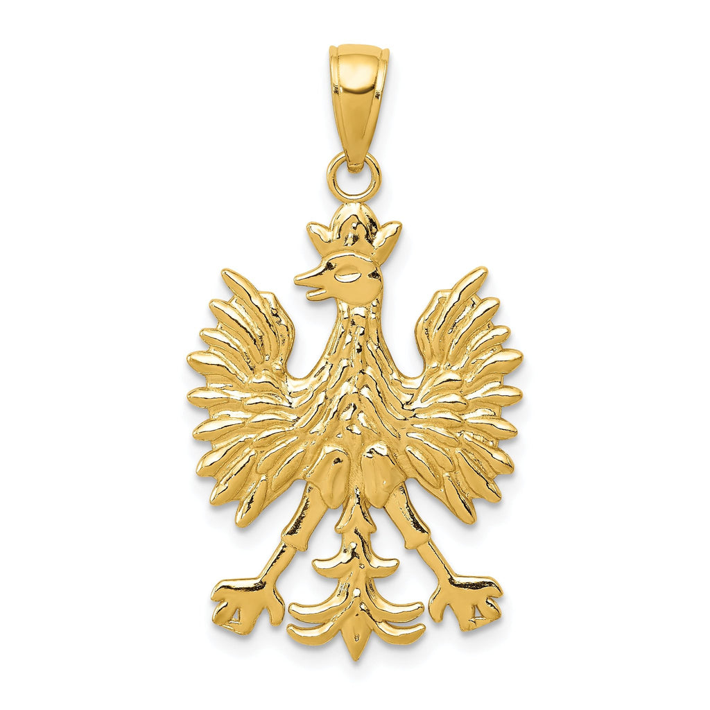 14K Gold Phoenix Bird Charm with Polished Textured Finish for Men