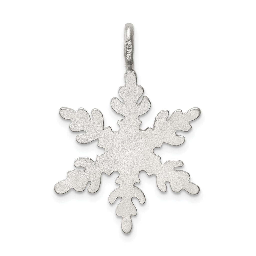 Sterling Silver 925 Snowflake Charm with Anti-Tarnish Solid Design 34mm