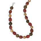 Sterling Silver Tiger Eyes/Carnelian/Reconst. Coral/FW Cult. Pearl Necklace
