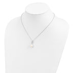 Sterling Silver 925 Pearlescent CZ Necklace with Rhodium Finish