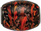 Sterling Silver Reflections Black & Orange Autumn Fires Fenton Glass Bead