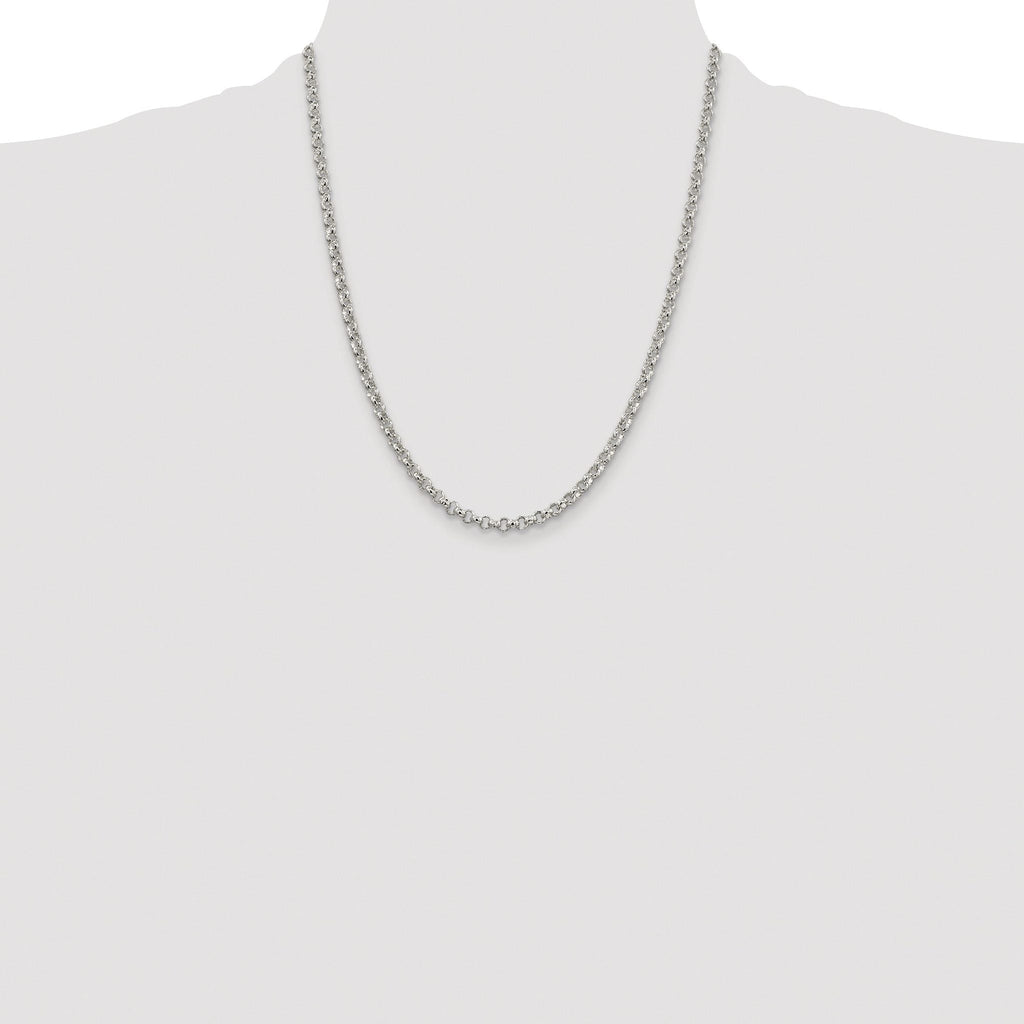 Sterling Silver Rhodium-plated 4mm Rolo Chain