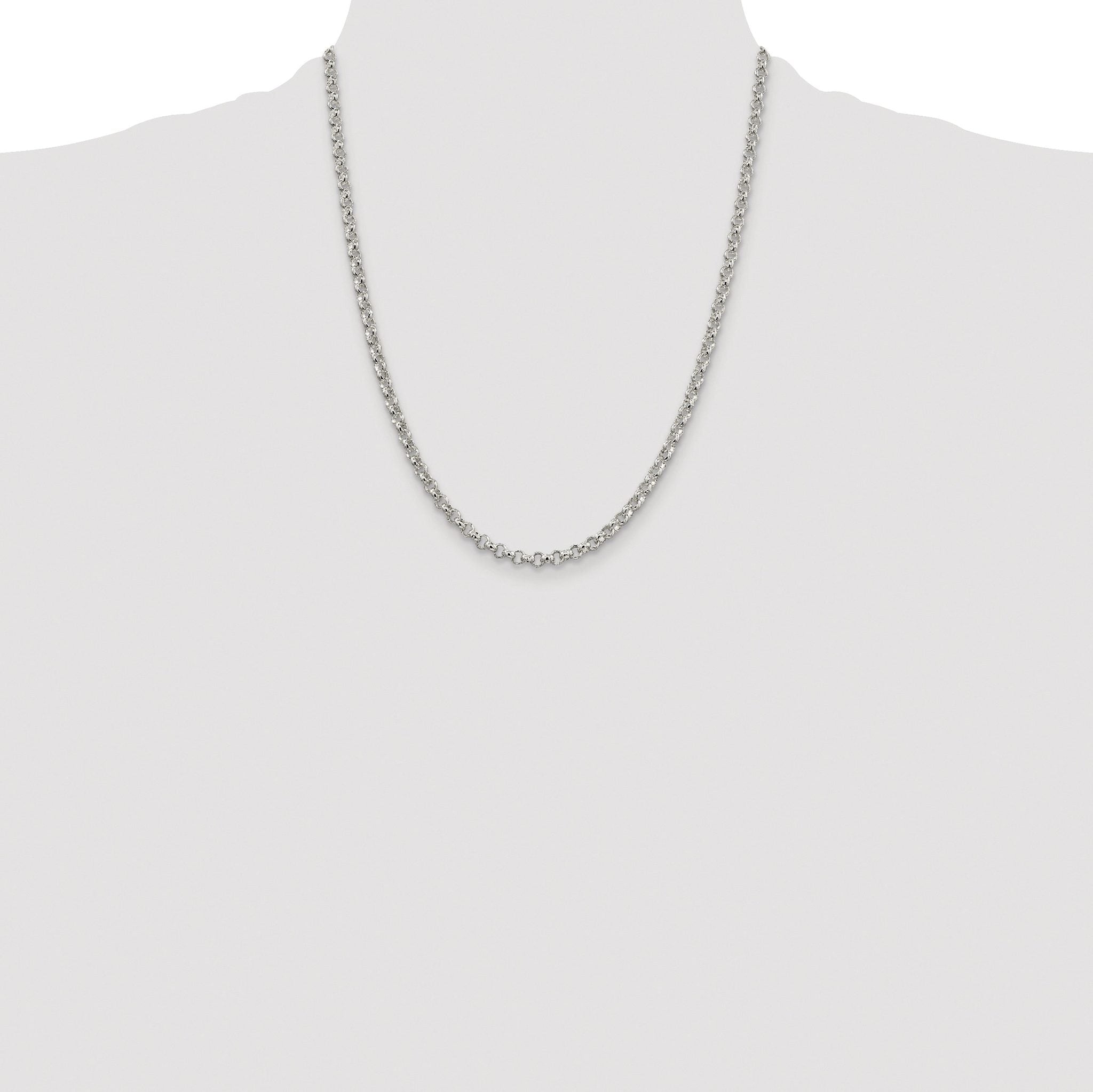 Sterling Silver Rhodium-plated 4mm Rolo Chain