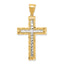 10K Gold Rhodium-Accented Diamond-Cut Cross Pendant with Polished Finish
