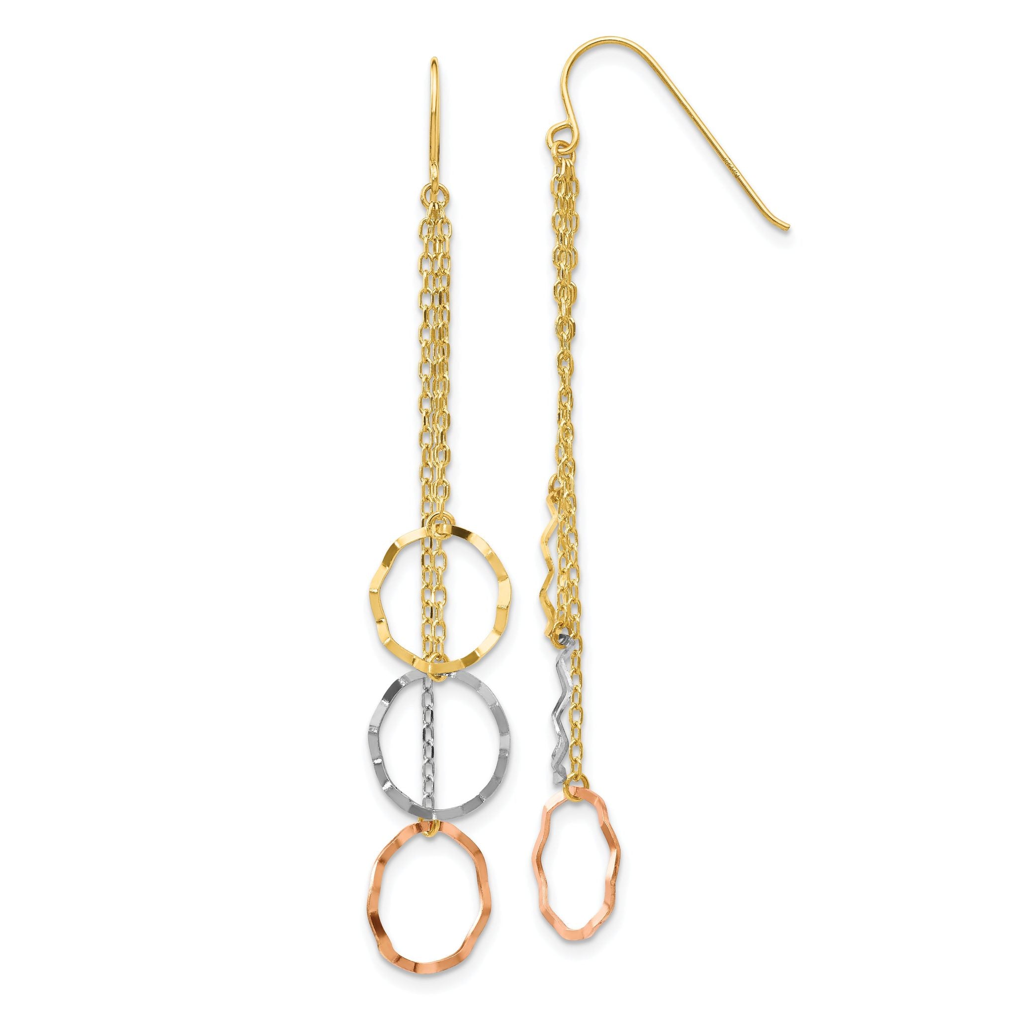 14K Tri-Color Faceted Circle Earrings Main image