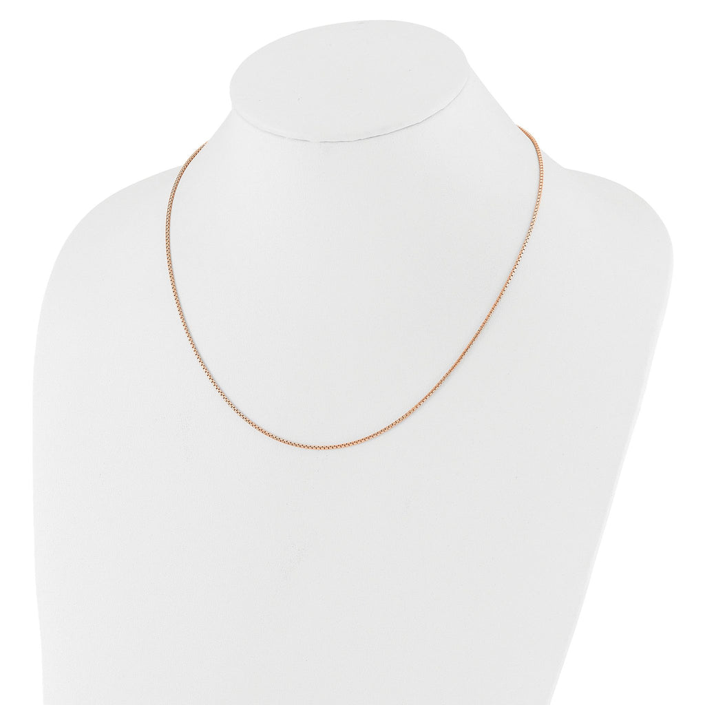 Sterling Silver Rose Gold-plated Adjustable 1.25mm Round Box Chain