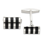 Polished Sterling Silver Onyx Cuff Links