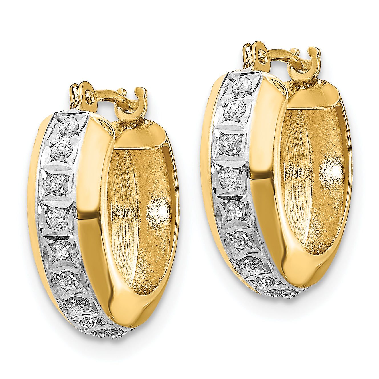 14K Gold Diamond Huggy Hoop Earrings with Polished Finish  Elegant and Lightweight Secondary image