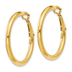 14K Gold Polished Omega Back Hoop Earrings for Women 3x25mm Hollow Design