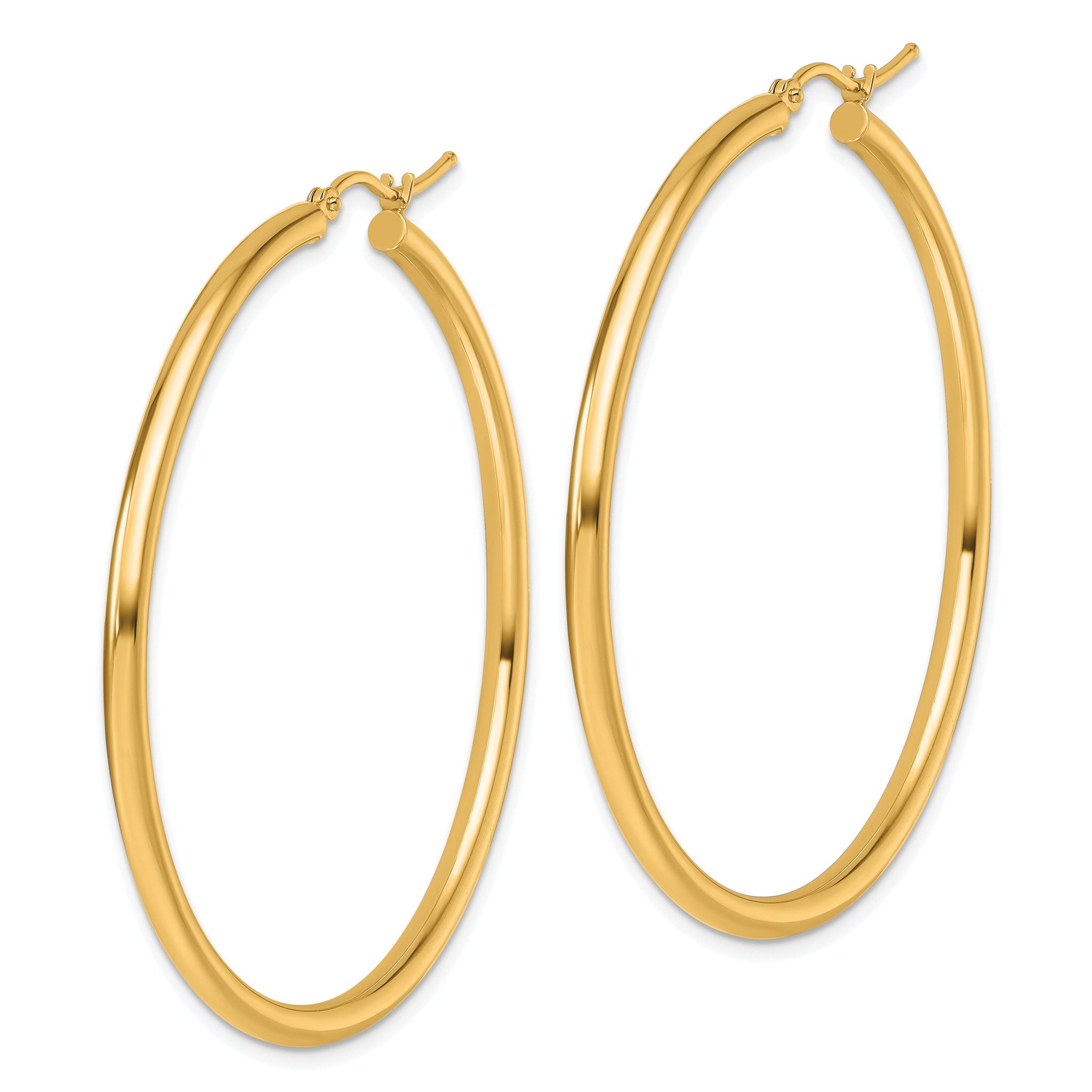14k Polished 2.5mm Lightweight Tube Hoop Earrings Secondary image