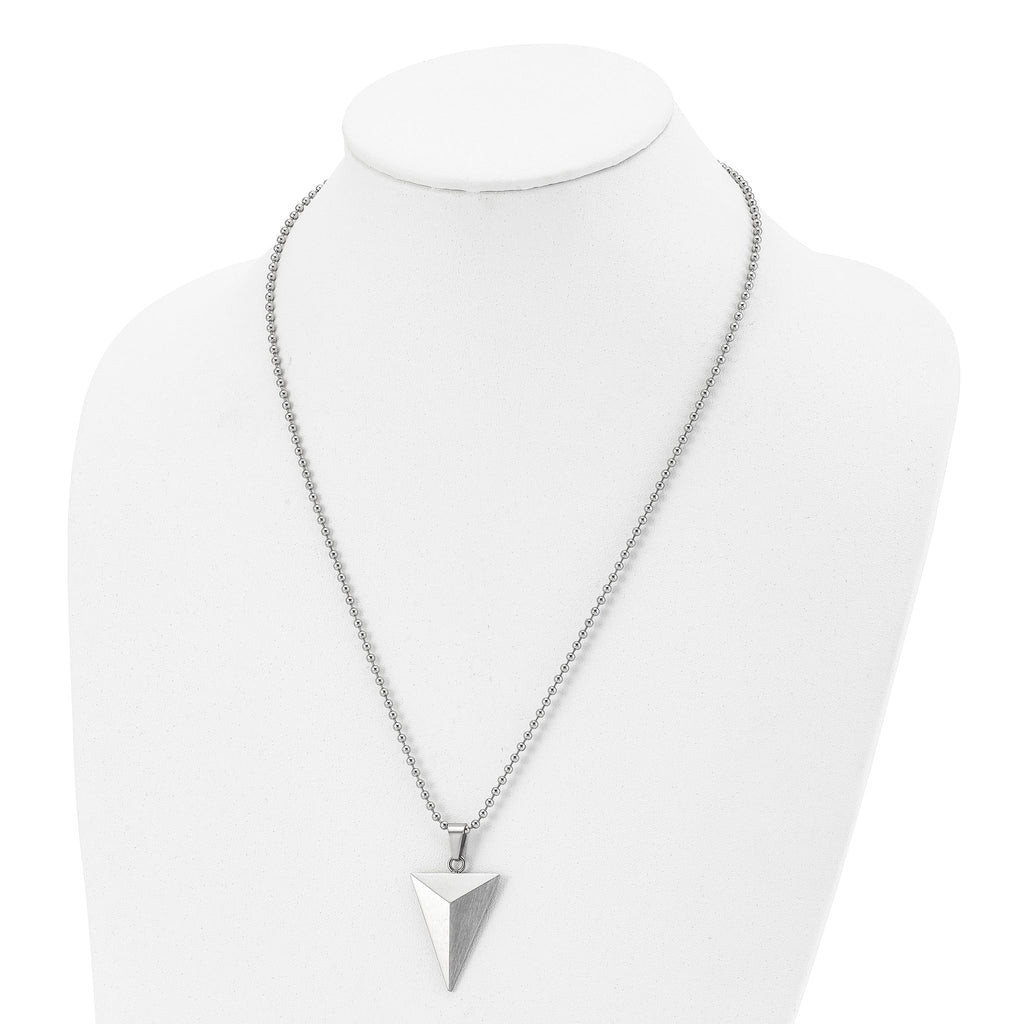 Chisel Stainless Steel Brushed Triangle Pendant on a 22 inch Ball Chain Necklace